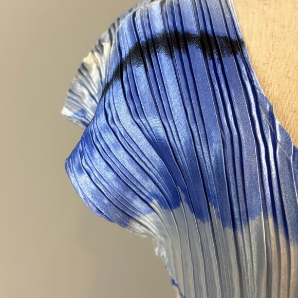 Y2K Vintage Blue and White Milano Ruched Top Fairy Ribbed Club Women's Size M - Picture 4 of 7